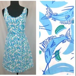 Lilly Pulitzer swordfish dress size 2 blue white